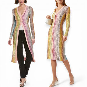 Missoni Cardigan Dress Multicolor Knit Longline Midi Size 38 US 0 2 XS NWT